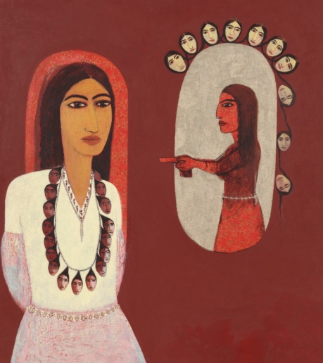 Samira Abbassy, The Accusing Mirror, 2019
Oil on paper, mounted on canvas
69 x 61 cm