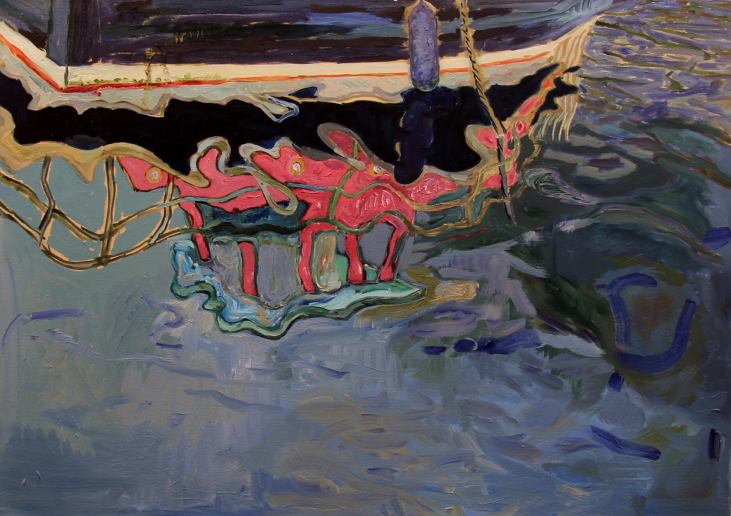 Balz Baechi, La Croix-Valmer, Bootsreflexion im Wasser, 1997
Oil on canvas
50 x 70 cm