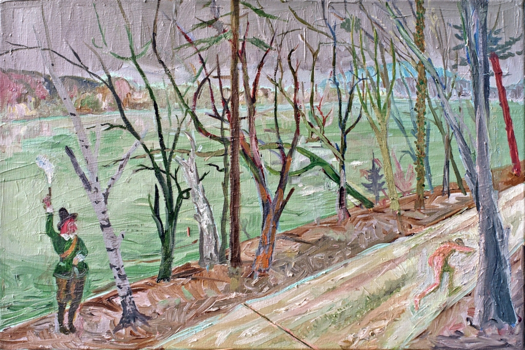 Balz Baechi, Schütze am Rhein, 1995–2003
Oil on canvas
35 x 50 cm