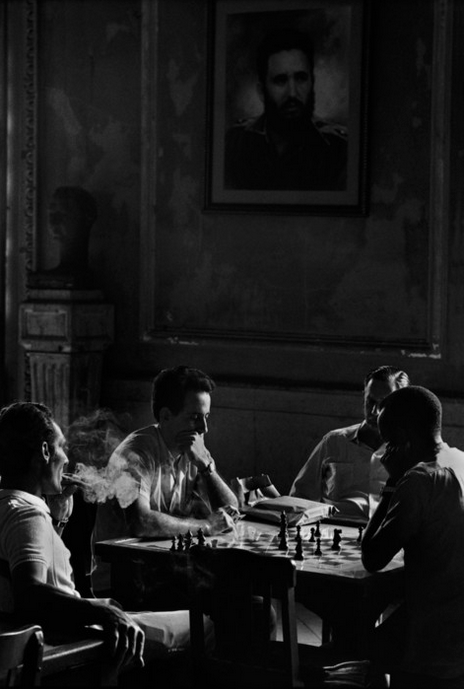 René Burri, Chess players at the Spanish Club of the Teatro Garcia, 1963
From the series Cuba, 1963
Gelatin silver print
40 x 30 cm, (15,7 x 11.81 in)
Signed, dated in ink on print, recto. 
© René Burri / Magnum Photos