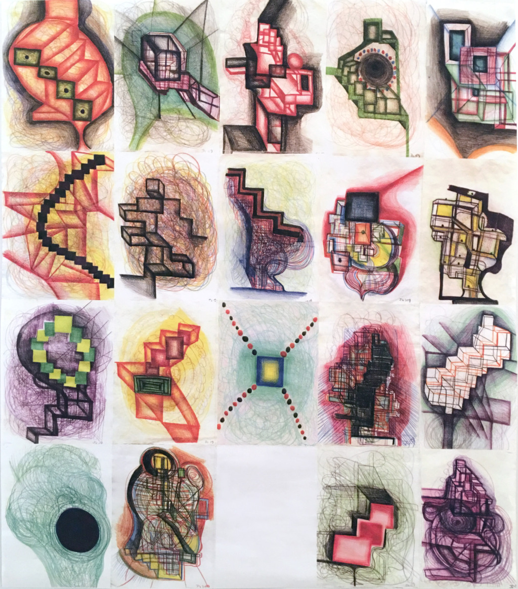 Joanne Greenbaum, Suite of 19 drawings, 2009
Color crayon on paper
29,2 x 21,6 cm (each)