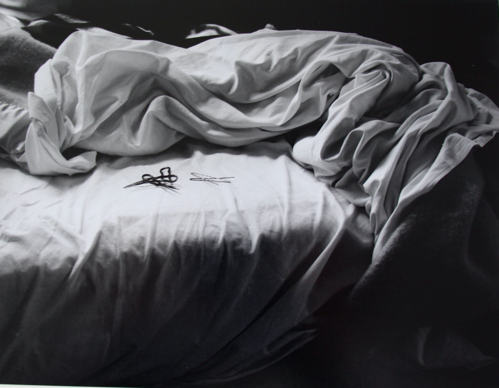 Imogen Cunningham,
The Unmade Bed, 1957
vintage gelatin silver print, mounted on cardboard, printed later
28,5 x 22 cm 
signed, dated on mount by the photographer verso and labeled (title, date, address) recto