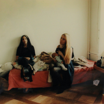 Annelies Štrba, Linda and Sonja with Samuel-Maria, 1994