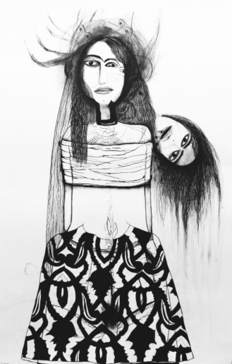 Samira Abbassy, Second Head, 2008
Charcoal on paper
112 x 76 cm