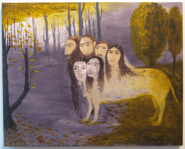 Many-Headed Lioness, 2007
Oil & collage on cardboard 
41 x 51 cm 