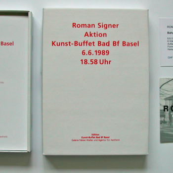 Roman Signer, Performance, Kunst-Buffet Badischer Bahnhof Basel, 1989