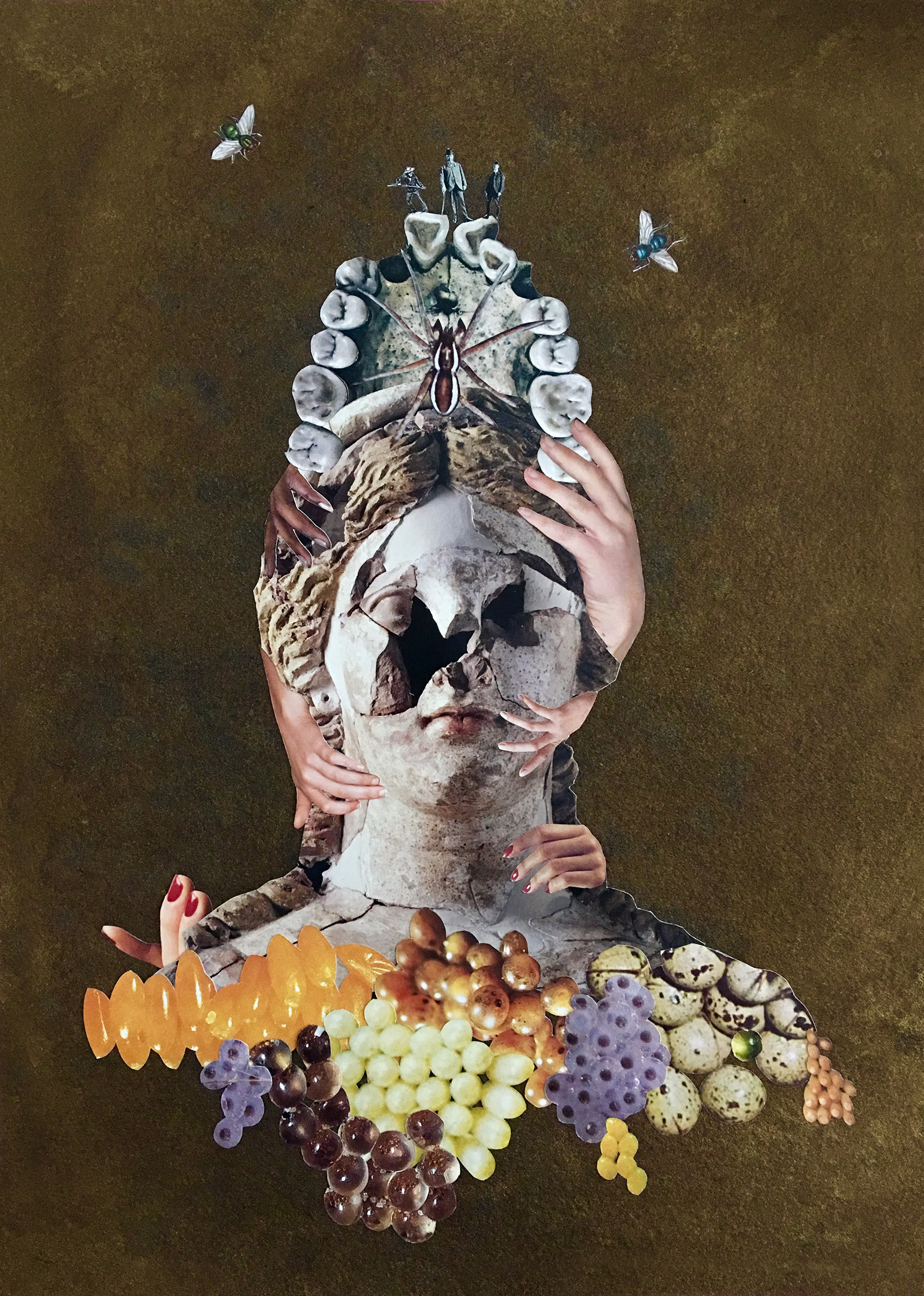Deborah Kelly, Death Kult, 2017
Collage, pure pigment, ink, gouache on Moulin de Larrocque handmade cotton paper
32,7 x 40,5 cm